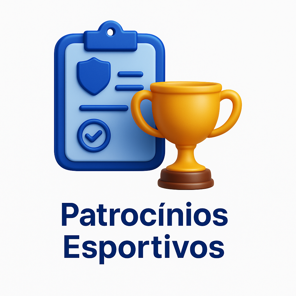 Ícone 3D representando patrocínios esportivos com clipboard e troféu